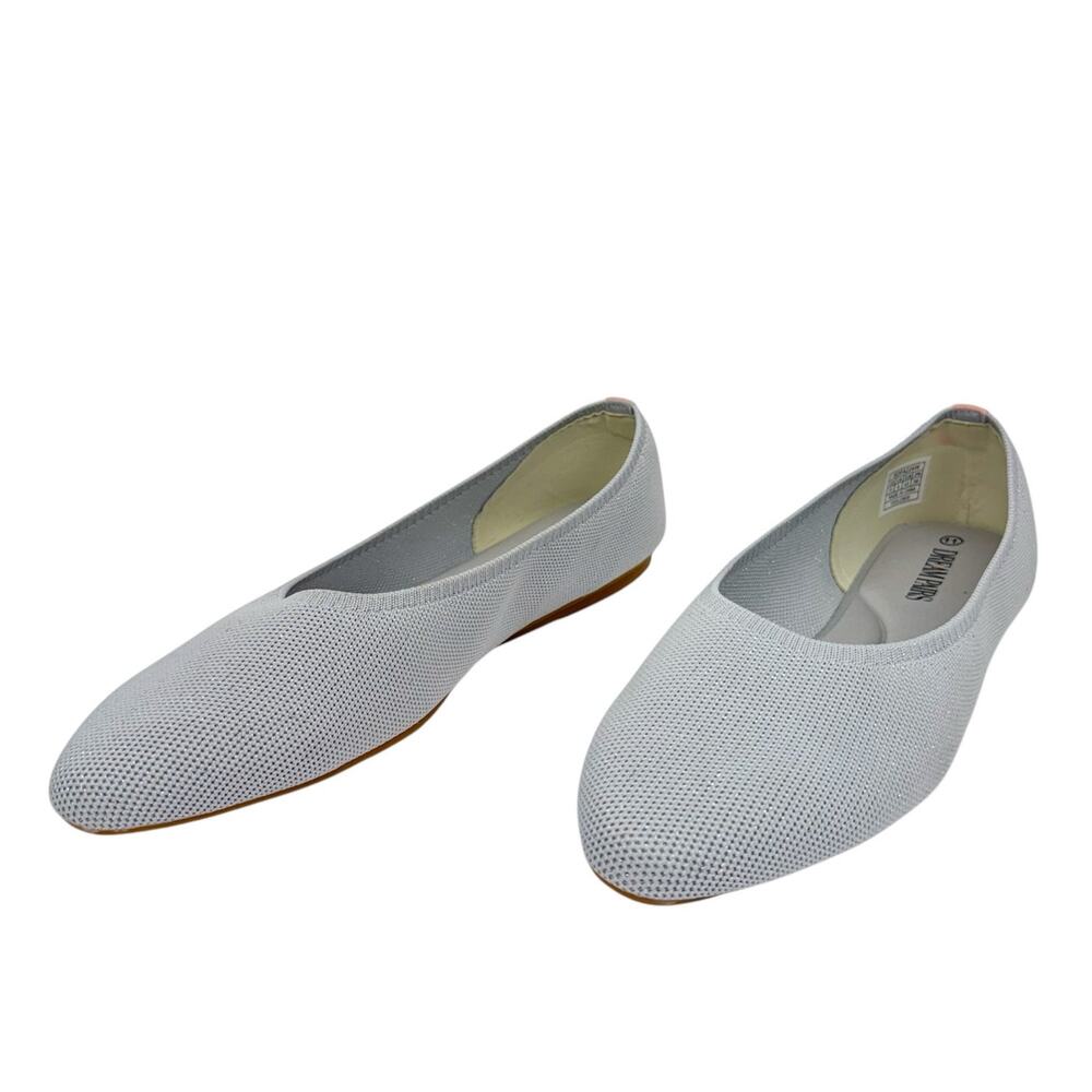 Dream Pairs Gray Knit Metallic Stretch Cushioned Lightweight Almond Toe Flats 11